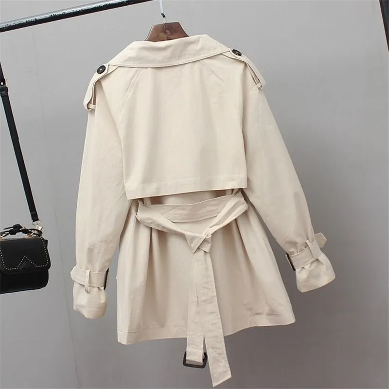 

New Fashion Women Trench Coat Spring Autumn Vintage Belt Double Breasted Khaki Trench Outwear Slim Office Ladies Overcoat Y541