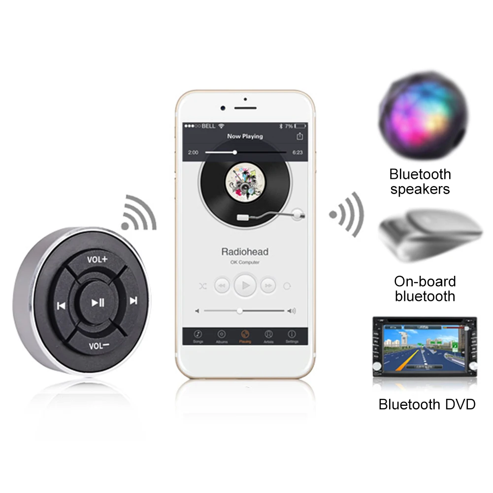 Автомобильное рулевое колесо мини Легкое крепление на ручке медиа-кнопка Bluetooth