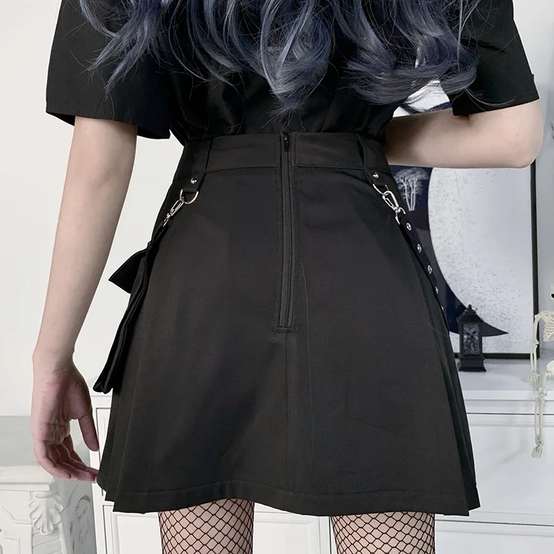 Женская плиссированная мини юбка NCLAGEN bf Cool Lady Punk Gilrs с высокой талией и карманами