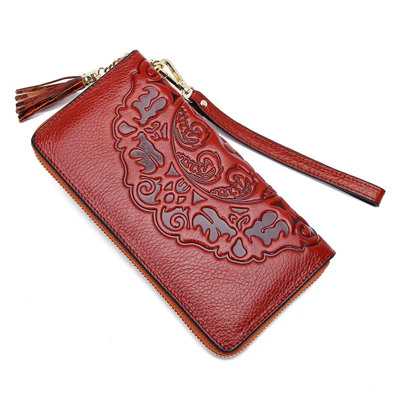 

2019 New Vintage Leather Casual Ladies Long Wallet Chinese Windy Doka Woman Mini Wallet