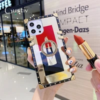 luxury mirror lipstick leather phone case for iphone 11 12 pro max 13 xs max xr 7 8 plus se cover for samsung s10 s9 s8 plus