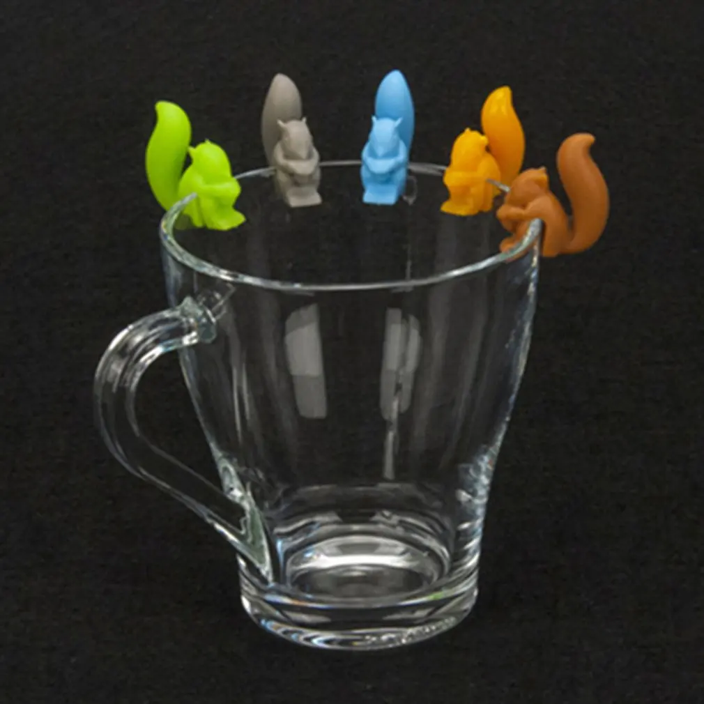 Переносной держатель для чайных пакетиков в форме милой белки силиконовый