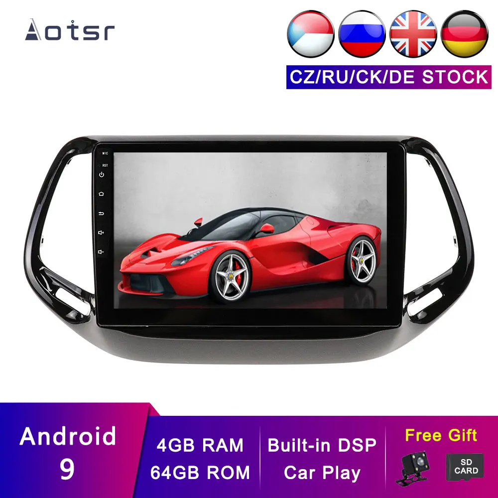 

AOTSR Android 9 Car GPS For JEEP Commander 2016-2019 Navigation Car Player Multimedia Tape Recorder DSP Stereo Head Unit 4G+ 64G