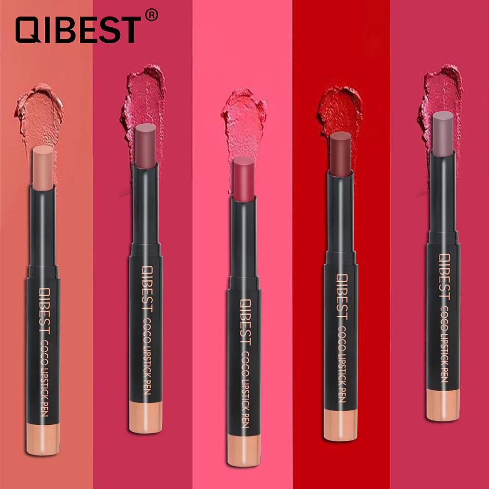 Матовая бархатная губная помада Qibest для макияжа цветная невыцветающая нюдовая