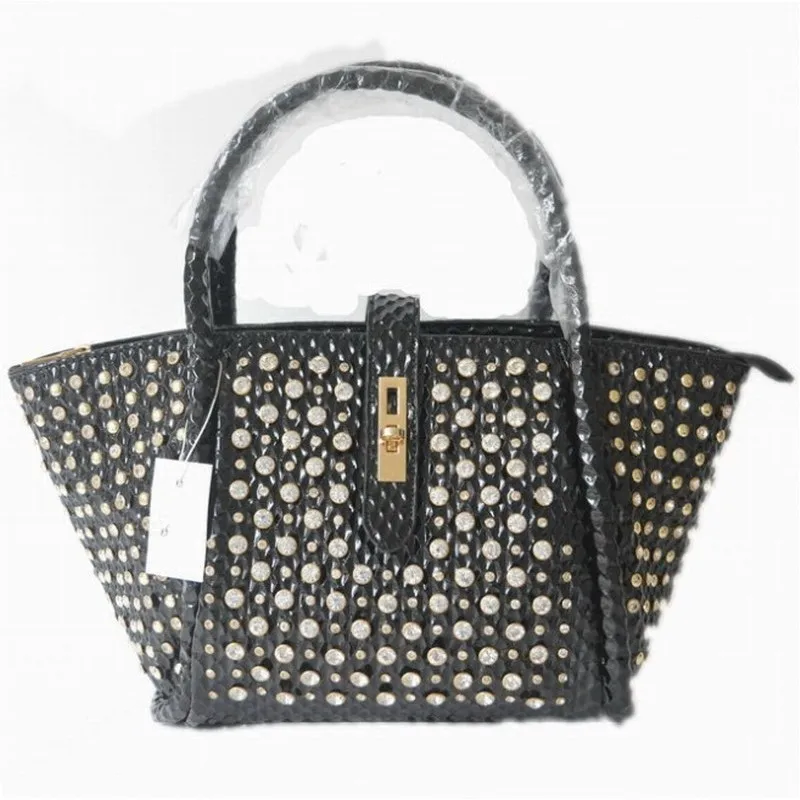 

New Pu Leather Handbag Women Diamond Beads Tote Bags Designer Shiny Big Packing Party Totes Crossbody Shoulder Bags Colors