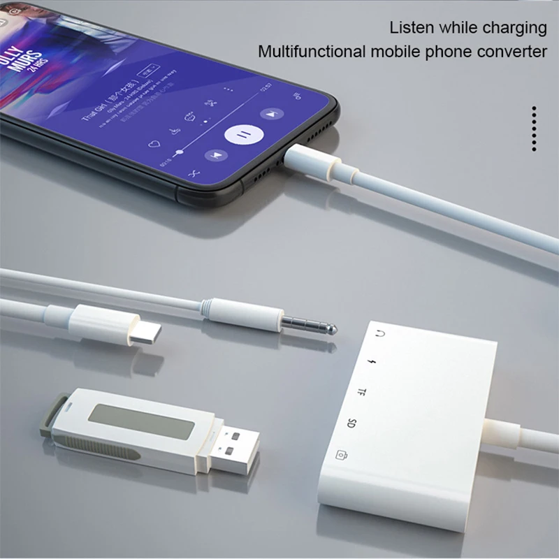 

OTG USB Camera adapter for lightning to micro SD TF card reader kit for iphone 8Plus X 11 12 ipad for apple ios 14 13 converter