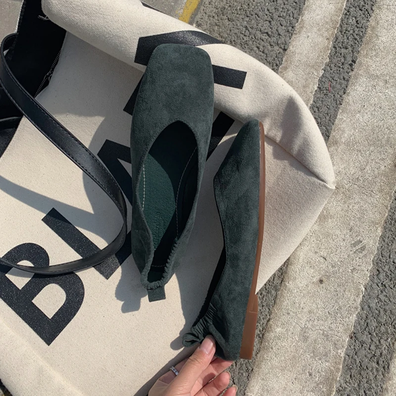 Concise Flat Shoes Women Suede Moccasins Square Toe Casual Ballet Flats Female Slip On Soft Loafer Lady Spring Autumn Shoe Woman | Обувь