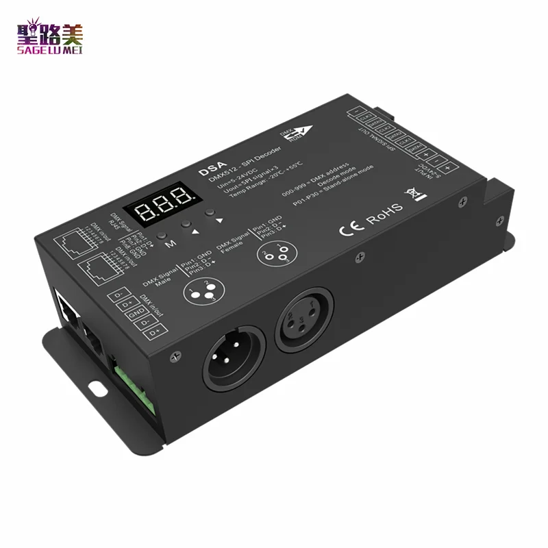 

5-24VDC DMX512 to SPI Converter DSA DMX SPI signal Decoder Controller For 2811,WS2812,LPD6803,TM1812 driving IC for Pixel light