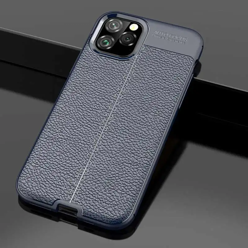 Кожаный чехол для Iphone11 11 Pro, чехол, роскошный силиконовый чехол-бампер для телефона, на Iphone 11 Pro Max 11 Pro, чехол - Цвет: Синий
