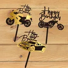 INSНовый Автомобиль Мотоцикл Топпер для торта С Днем Рождения Акриловые золото кекс фигурки жениха и невесты; Для мальчиков; Для дня рождения украшения для торта для вечеринки