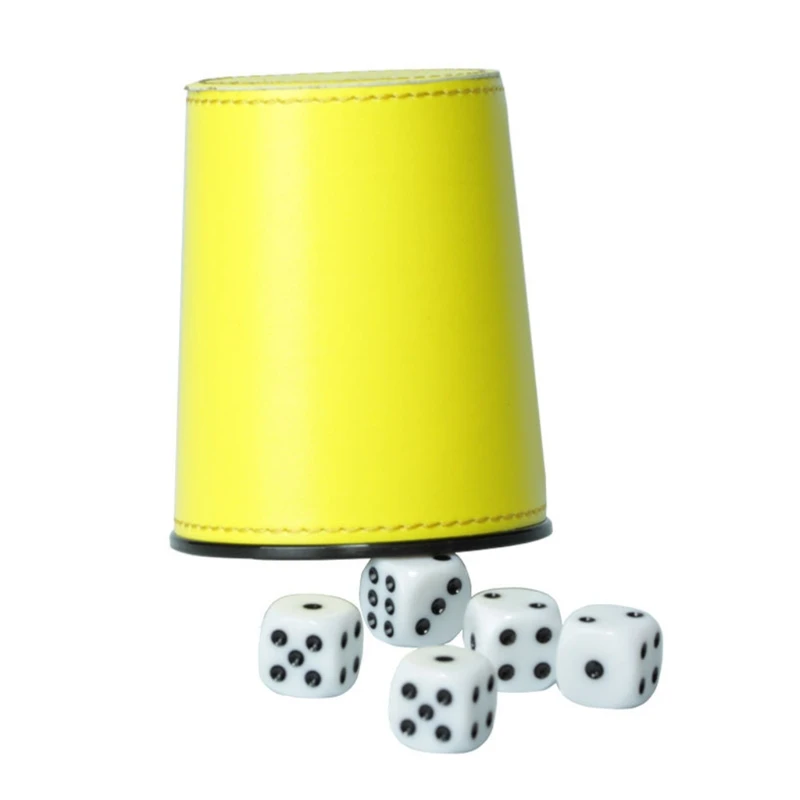 

New Leather PU Dice Cup Party Board Game Bar KTV Entertainment Dice Box with Dices