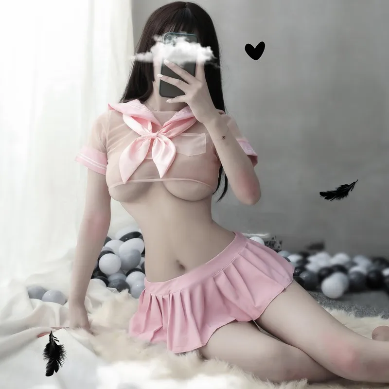 Hot Selling Fun School Girl Underwear Sexy Costume Transparent Students' Sailor Uniform Tempting Women Naughty Lingerie |