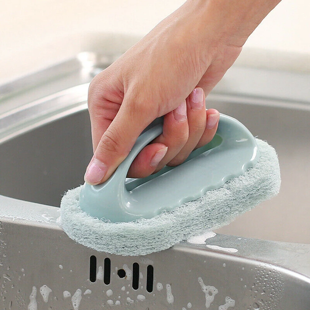 

1pcs with bath brush handle kitchen pot brush brush decontamination sponge tile cleaning brush