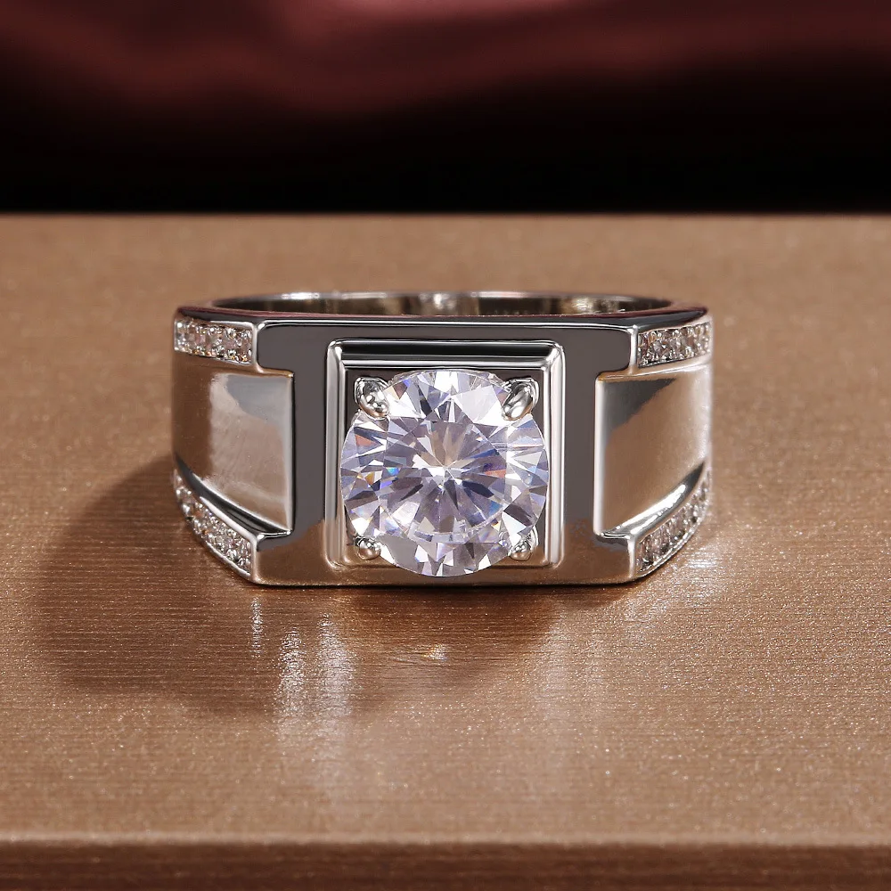 Роскошное мужское кольцо 925 серебряный цвет 8 мм лабораторные бриллианты