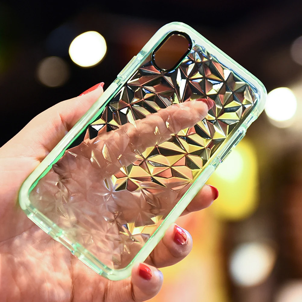 Прозрачный чехол с 3D алмазным узором для iPhone XS MAX XR X 8 7 Plus Прозрачная мягкая задняя