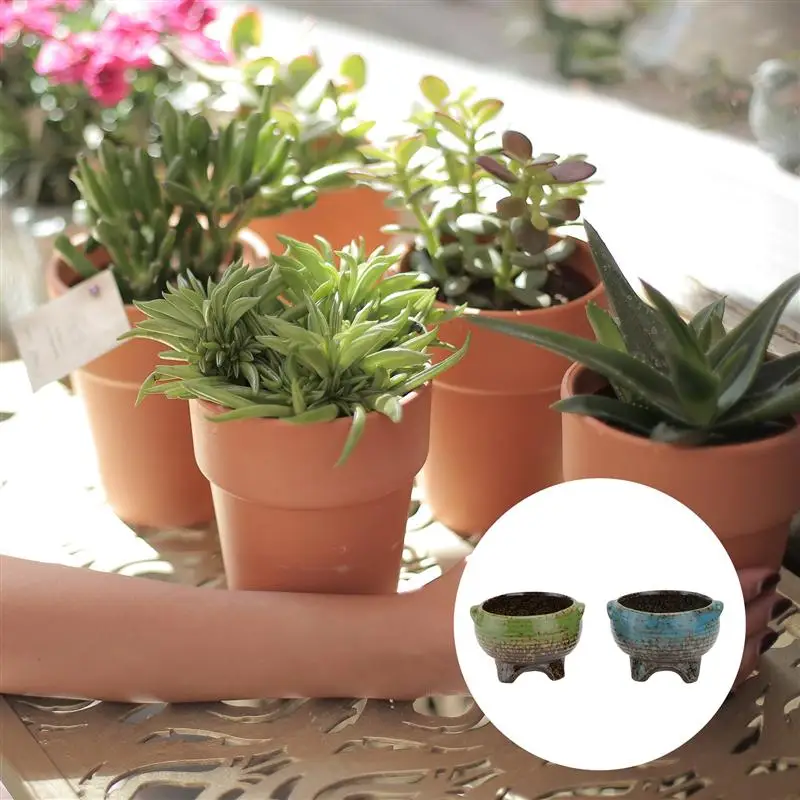 

2pcs Exquisite Ceramic Flowerpot Simple Style Ceramic Flowerpot Succulent Container Plant Container for Planting Decoration Use