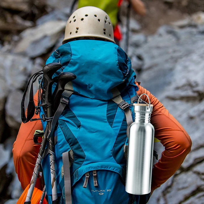 Портативная бутылка для воды из нержавеющей стали с бамбуковой крышкой