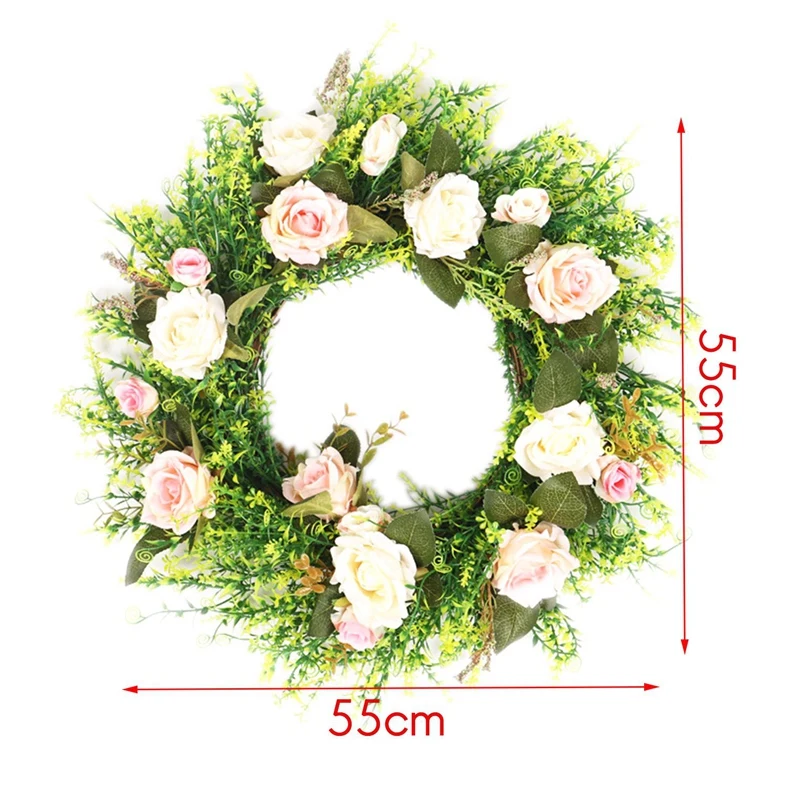 

Rose Flower Vine Wreath Door Wreath for Home Front Door Hanging Wedding Wall Window Party Decoration