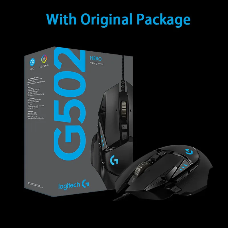Проводная игровая мышь logitech G502 PROTEUS SPECTRUM HERO с настраиваемой игровой мышью 12000 dpi с Delta Zero для всех геймеров - Цвет: G502 HERO