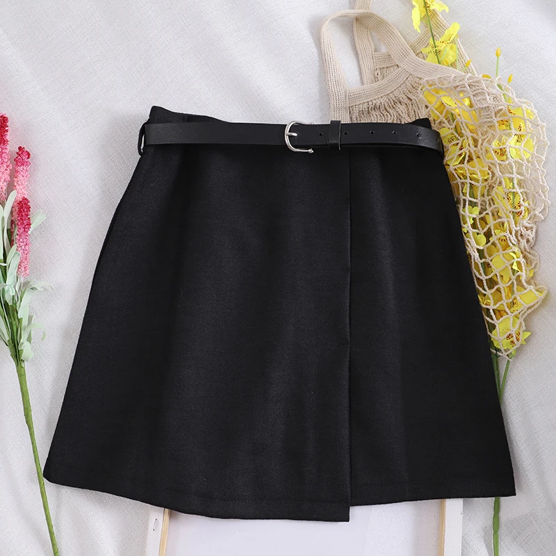 Корейская женская однотонная трапециевидная юбка в стиле Харадзюку