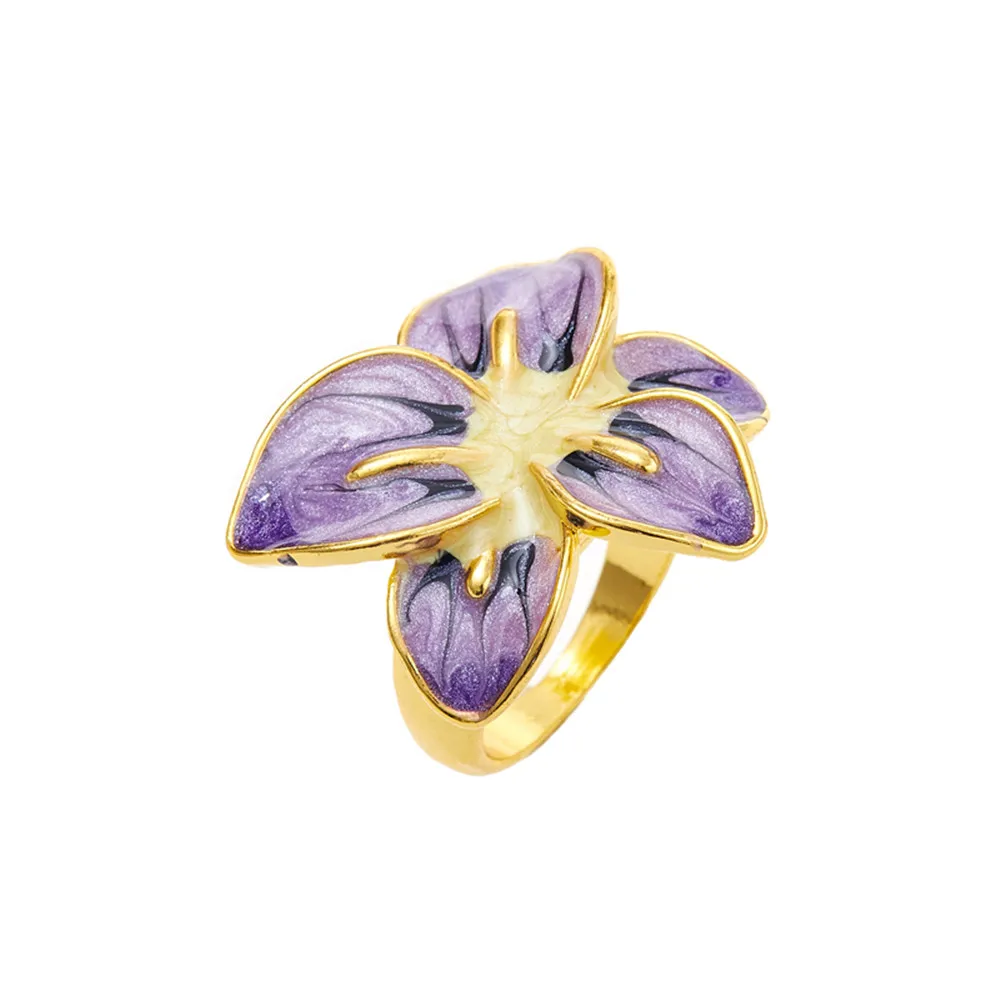 

New Fashion Exquisite Romantic Purple Flower Necklace Ring Ladies Earrings Charm Jewelry Valentine's Day Gift Wholesale