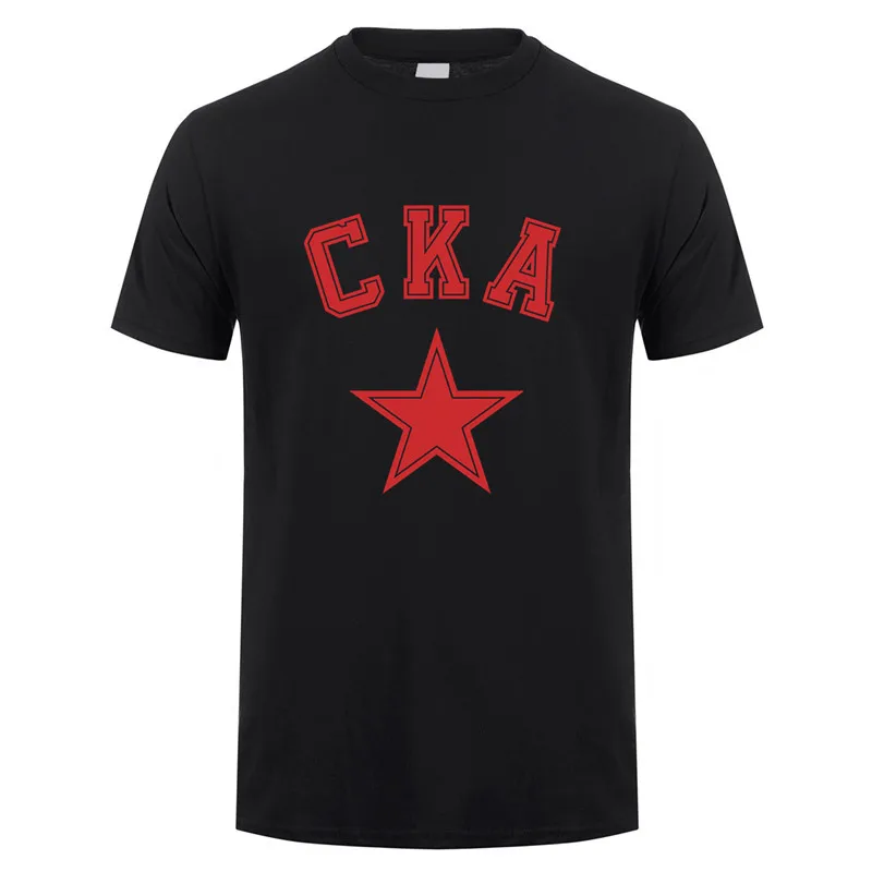 

CKA Russian Hockey team T Shirt Men Summer Short Sleeve Cotton KHL Saint Petersburg SKA T-shirts Tops Man Streetwear LH-212