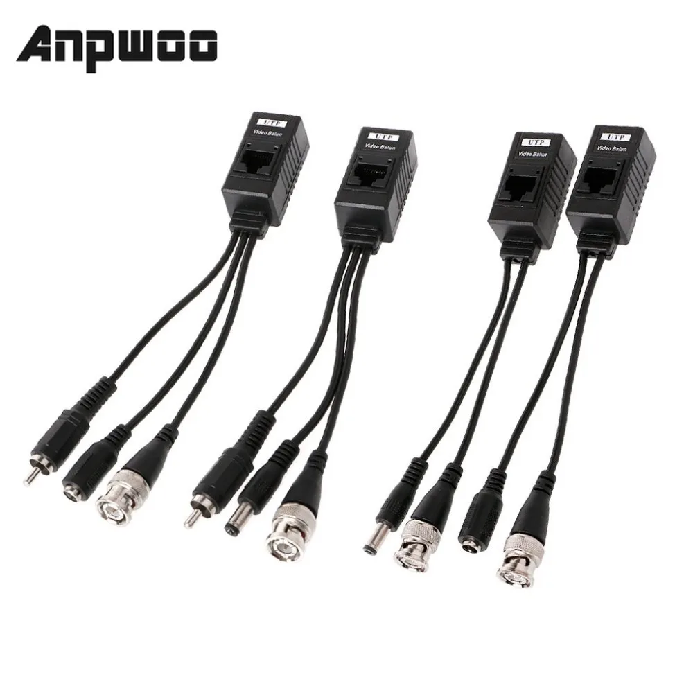 

ANPWOO 1 Pair BNC to RJ45 Passive Video Power + Audio Balun Transceiver for CCTV Camera