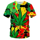 Натуральные 3D сорняки, свежие зеленые листья, красочный топ с круглым вырезом