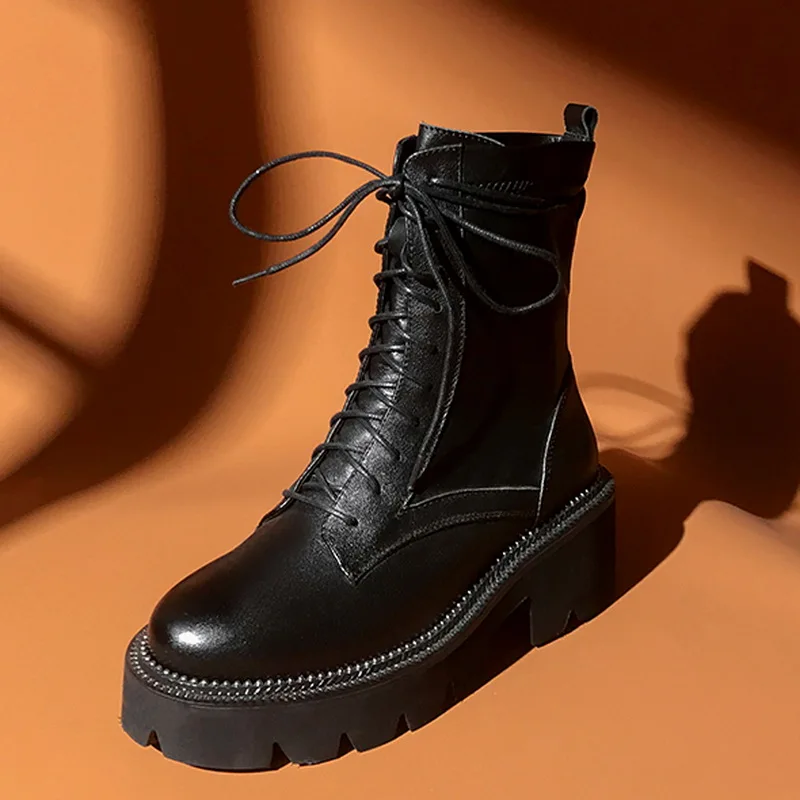 Сапоги на платформе Женская зимняя обувь шнуровке Zapatos De Mujer с круглым носком Botas