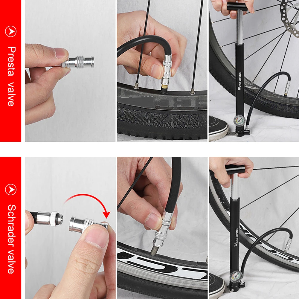 

130PSI Cycling Air Inflator Mountain Bicycle Pump Portable Alloy Tire Tube Mini Hand Pump Bike Tire Pump Bike Accessories