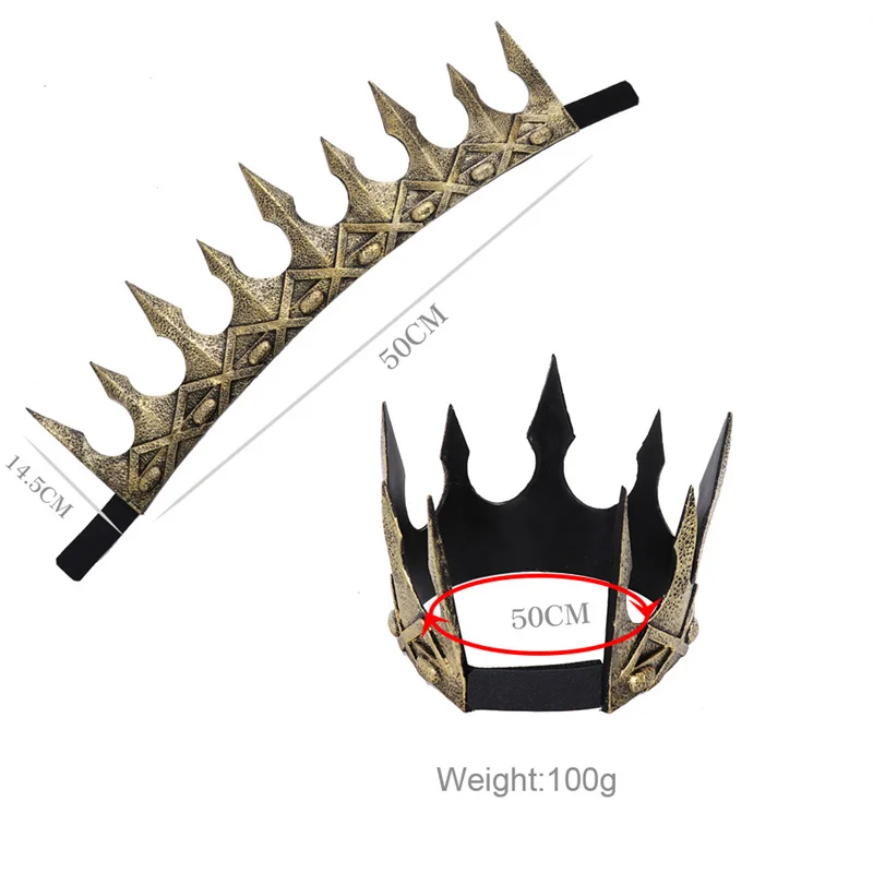 

New PU Foam Medieval Kings Crown Medieval Royal King Tiaras Crown Headwear Ancient Headdress Viking Corona Hombre King Dress Up