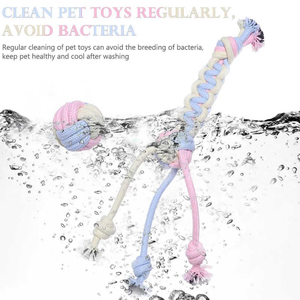

Pet Cat Dog Bite-Resistant Cotton Rope Colorful Knots Toys Pet Dog Pet Dog Cat Chew Toys Knot Puppy For Pets Supplies