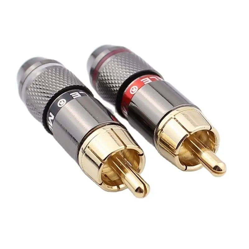 

RCA Connector RCA Male Plug For Audio Video Support 6mm Cable Gold Plating 4Pcs