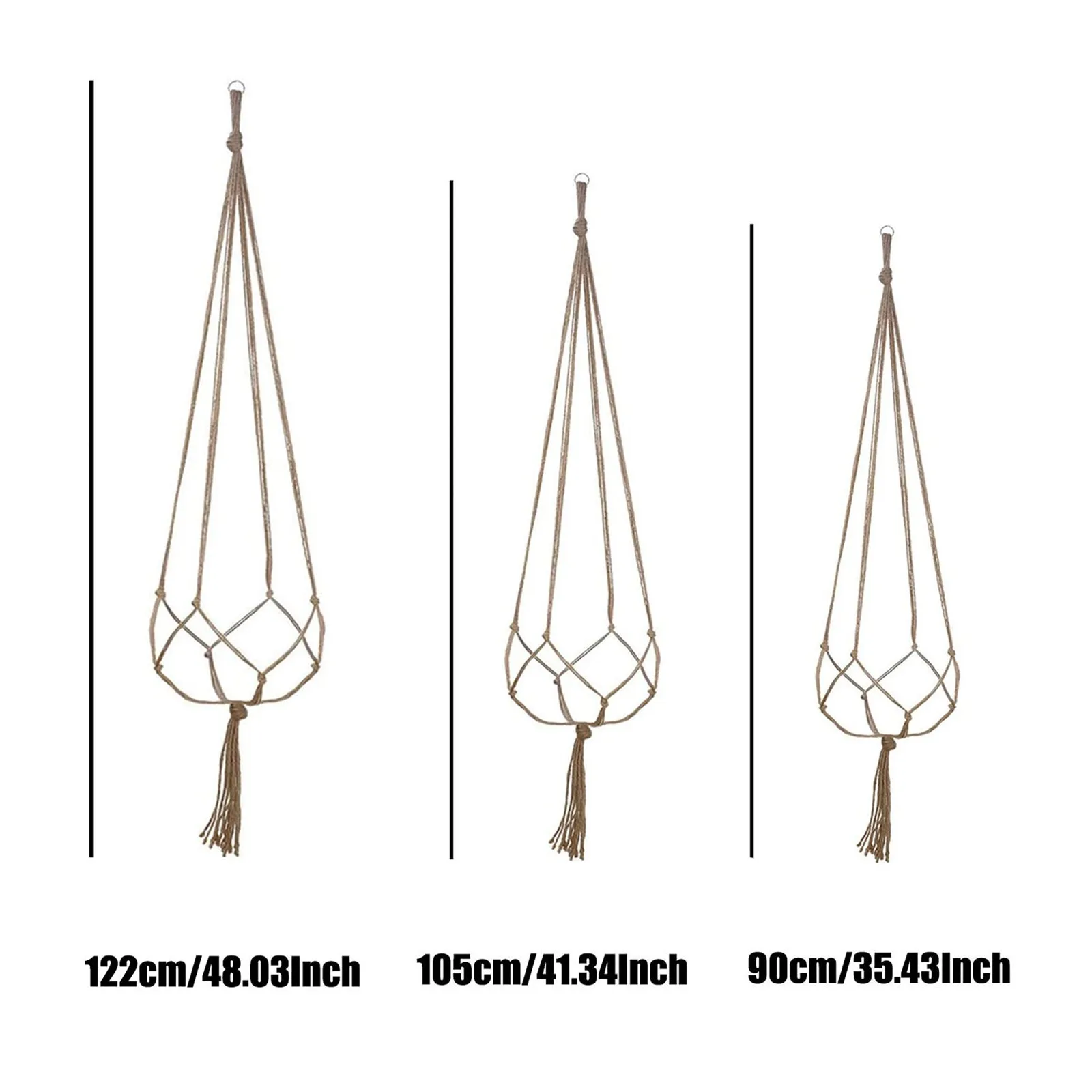 

90-122cm Handmade Flower Pot Net Bag Braided Home Vintage Decor Plant Hanging Basket Knotted Rope Garden Plant Hanger Pot Tray