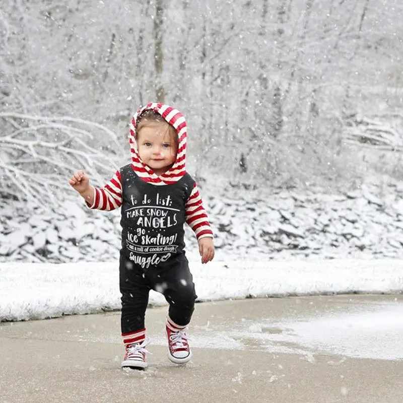 Рождественская Одежда для маленьких девочек и мальчиков толстовки с длинным