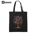 Многоразовая Холщовая Сумка для покупок с 3D рисунком дерева бабочки, Женская эко-сумка-тоут для покупок в стиле Харадзюку, сумки через плечо, Прямая поставка