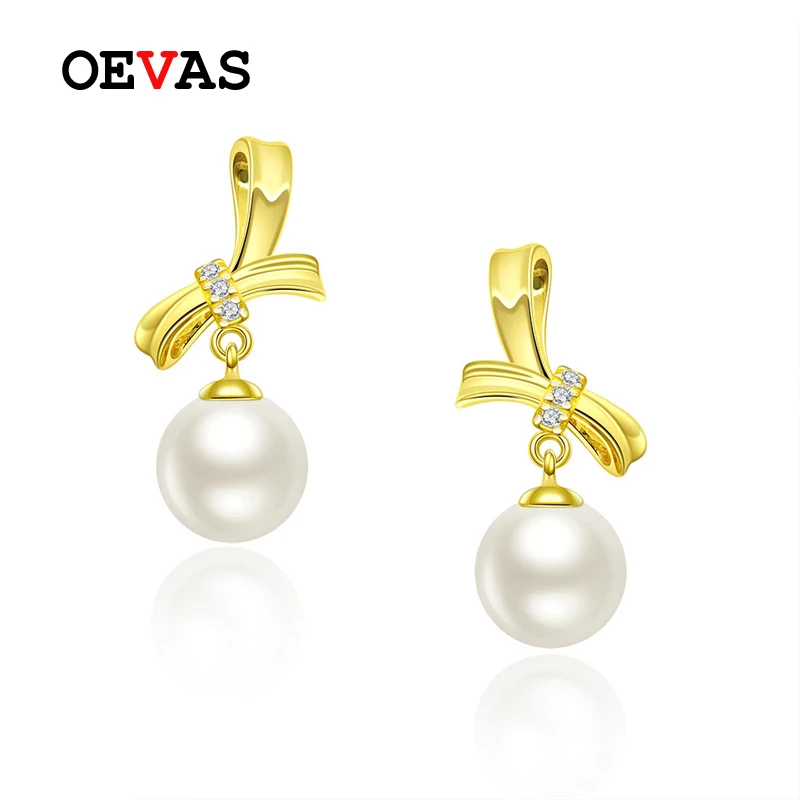 Женские Висячие серьги oetas из натурального пресноводного жемчуга золотого цвета