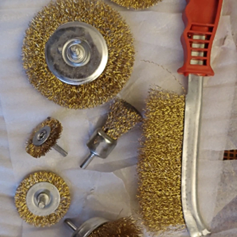 

HLZS-Seven Pcs/Set Drill Wire Wheel Cup Brush For Polishing Rust Brass + Steel Wire Accessory Suitable For Deburring