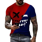 Мужская Летняя свободная футболка, рубашка с коротким рукавом и 3D принтом смайлика, Уличная Повседневная рубашка в стиле хип-хоп из полиэстера