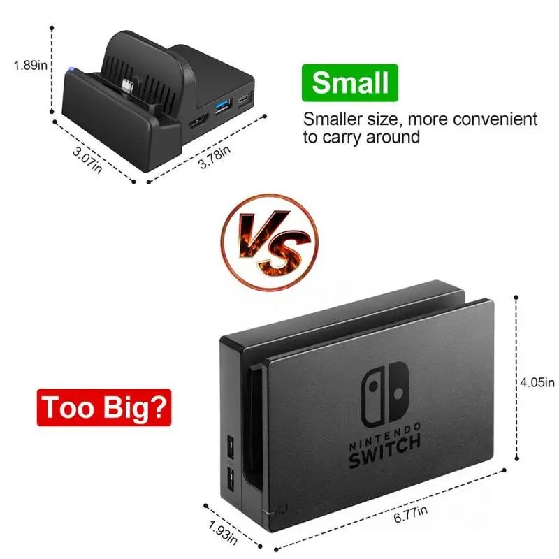 portable tv output converter for nintendo switch charging docking mini switch stand holder charging station for nintendo switch free global shipping