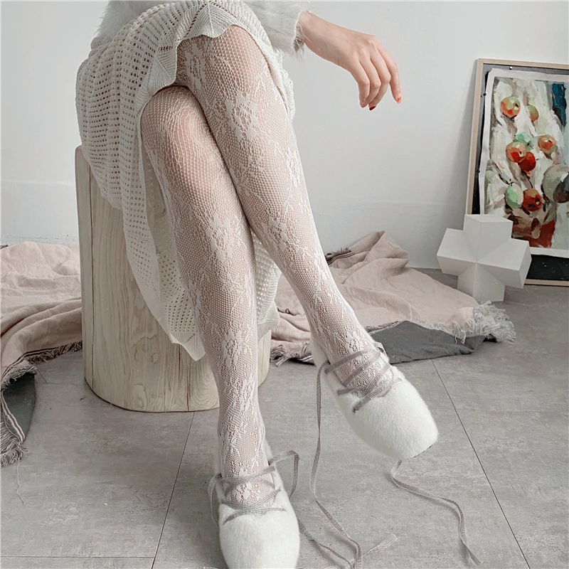 Новые женские колготки Классические Цветочные кружевные шелковые чулки дамские