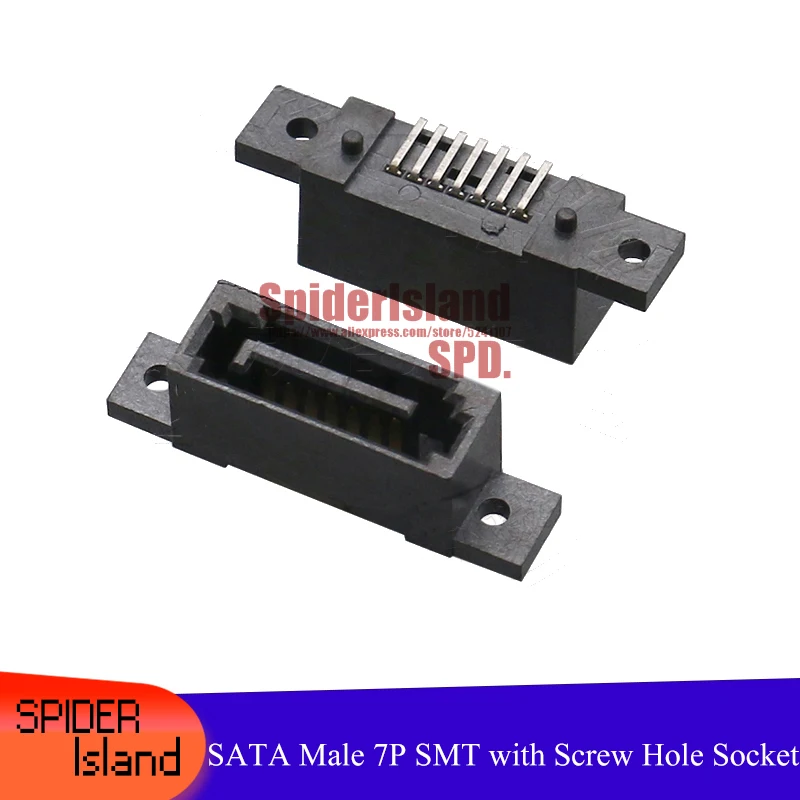 Preise 500 Stücke SATA 7P Stecker All-Inclusive Vertikale SMT Mit Positionierung Schraube Loch Stecker Buchse Für DIY Weld Slot