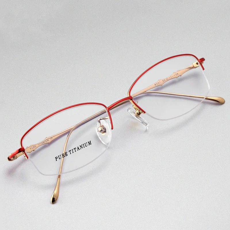 Титановая оправа для очков Женская полуоправа Рецептурные очки близоруких