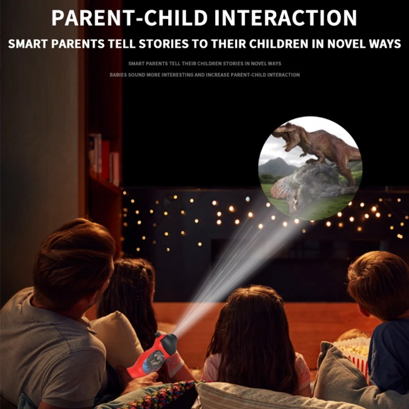 Linterna LED para dormir para ni&ntilde;os, l&aacute;mpara de proyector de dinosaurio de dibujos animados, 24 patrones-4