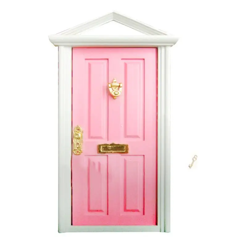 

C5AA 1:12 Scale Dollhouse Miniature Wood Fairy Door Knocker Doorplate Lock Key Decor