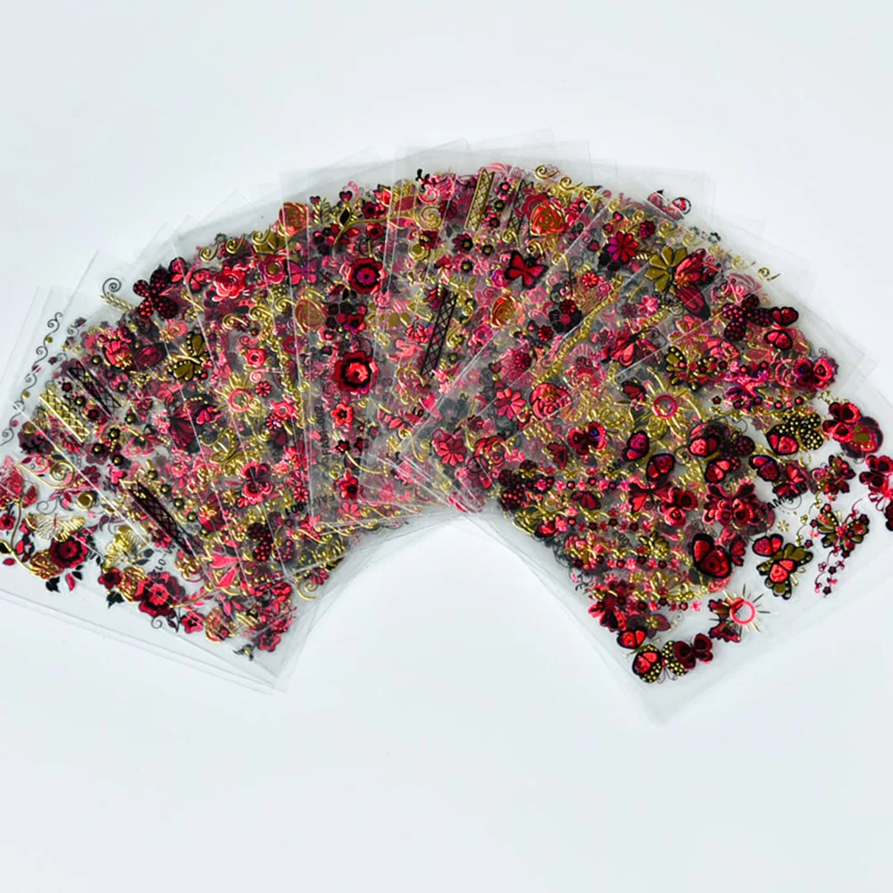 30 шт./компл. цветы Бабочка 3D горячее тиснение наклейка для ногтей съемные