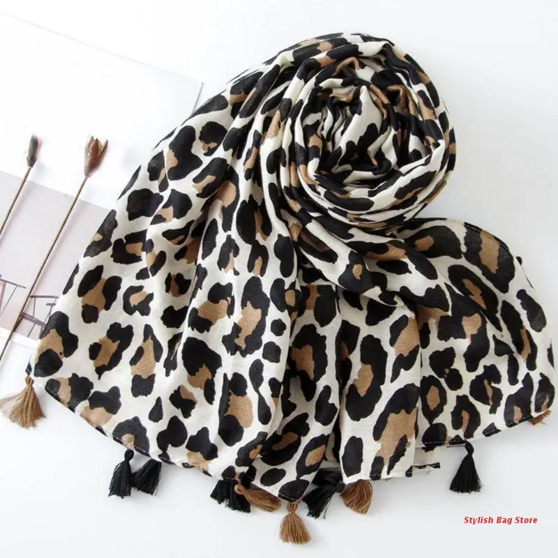 

Scarf&Wraps Ponchos Cotton Soft Scarf&Wraps Keep Warm Vintage Comfortable Leopard