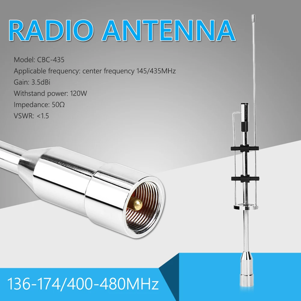 

Top quality Dual Band Antenna CBC-435 UHF VHF 145/435MHz Outdoor Personal Car Parts Decoration for Mobile Radio PL-259 Connector