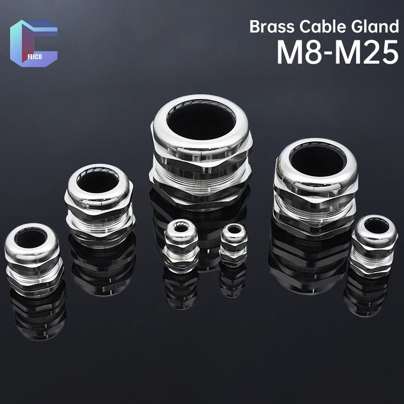 

Waterproof Connector Brass Cable Gland M8 M10 M12 M14 M16 M18 M20 M22 M24 M25 Wire Glanding IP68 Grand Head for 3-6.5mm