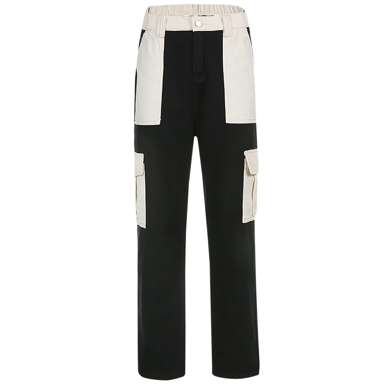 

Fashion Woman Pants Jean Multi-pocket Casual Jeans High Waist Ripped Edge Straight Leg Trousers pantalones vaqueros mujer